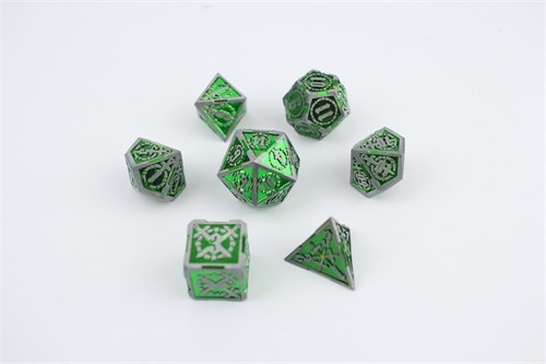 7-Piece Metal RPG Dice Set — Emerald Knight - photo 29503