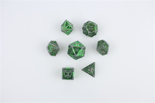 7-Piece Metal RPG Dice Set — Emerald Knight - photo 29504