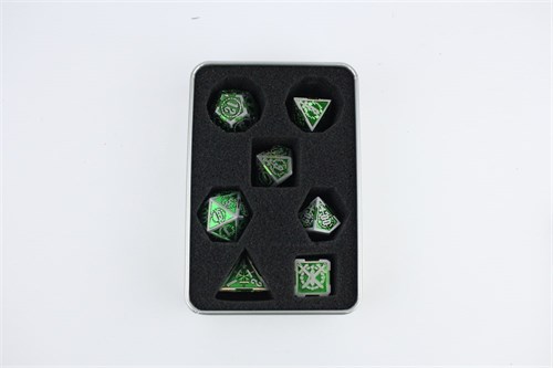 7-Piece Metal RPG Dice Set — Emerald Knight - photo 29505