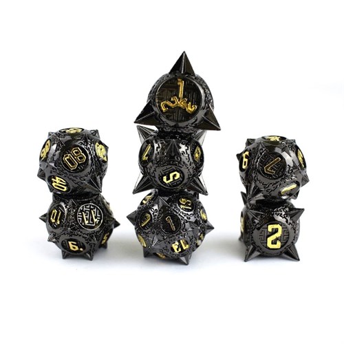 7-Piece Metal RPG Dice Set — Black-Gold Hedgehog - photo 29512
