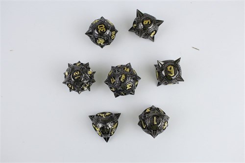7-Piece Metal RPG Dice Set — Black-Gold Hedgehog - photo 29514
