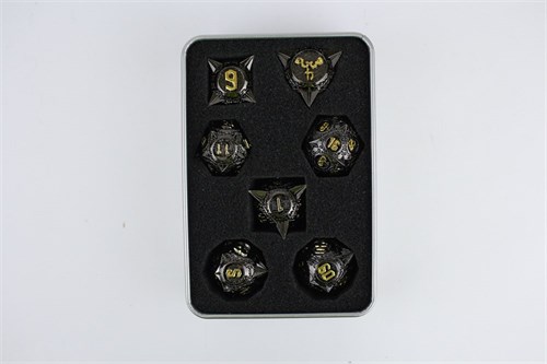 7-Piece Metal RPG Dice Set — Black-Gold Hedgehog - photo 29515