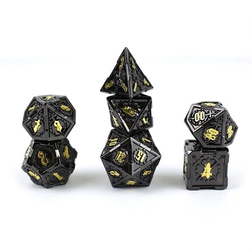 7-Piece Metal RPG Dice Set — Obsidian Knight - photo 29530