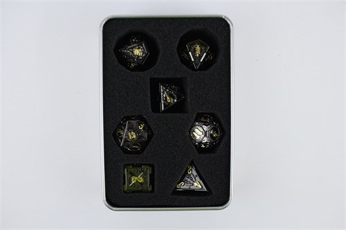 7-Piece Metal RPG Dice Set — Obsidian Knight - photo 29533