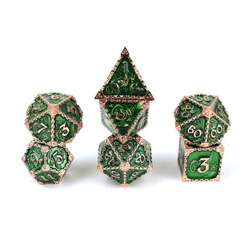 7-Piece Metal RPG Dice Set — Dragon Emerald - photo 29545