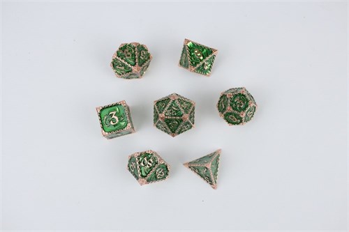 7-Piece Metal RPG Dice Set — Dragon Emerald - photo 29547