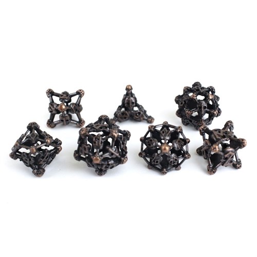 7-Piece Metal RPG Dice Set — Copper Skull - photo 29550