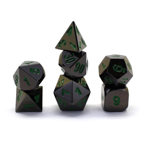 7-Piece Metal RPG Dice Set — Matte Metallic Green - photo 29565