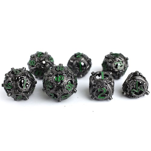 7-Piece Metal RPG Dice Set — Dark Basilisk - photo 29586