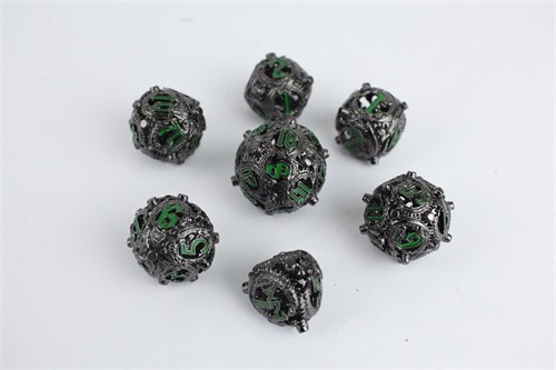 7-Piece Metal RPG Dice Set — Dark Basilisk - photo 29587