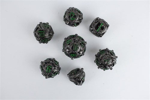 7-Piece Metal RPG Dice Set — Dark Basilisk - photo 29590