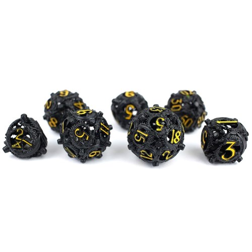 7-Piece Metal RPG Dice Set — Onyx Basilisk - photo 29596