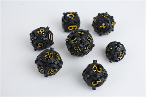 7-Piece Metal RPG Dice Set — Onyx Basilisk - photo 29597