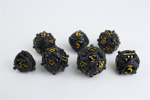 7-Piece Metal RPG Dice Set — Onyx Basilisk - photo 29598