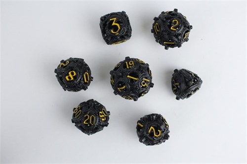 7-Piece Metal RPG Dice Set — Onyx Basilisk - photo 29601
