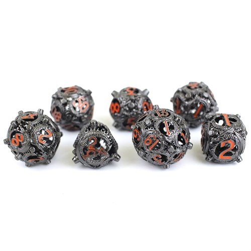 7-Piece Metal RPG Dice Set — Ginger Basilisk - photo 29617