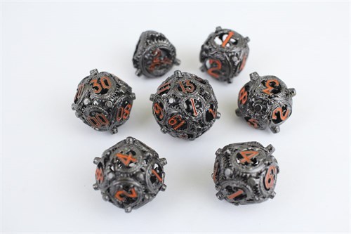 7-Piece Metal RPG Dice Set — Ginger Basilisk - photo 29619