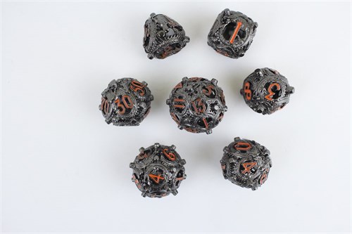7-Piece Metal RPG Dice Set — Ginger Basilisk - photo 29622