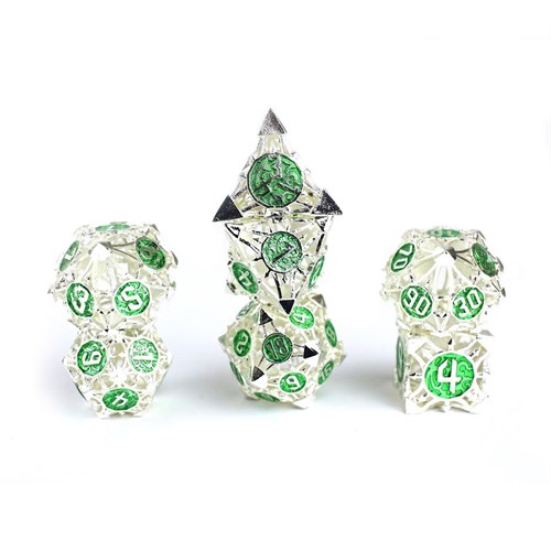 7-Piece Metal RPG Dice Set — Emerald Chaos - photo 29636