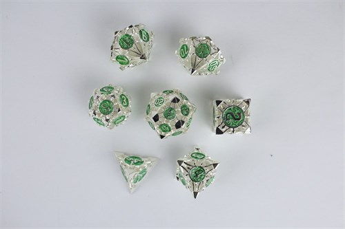 7-Piece Metal RPG Dice Set — Emerald Chaos - photo 29638