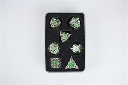 7-Piece Metal RPG Dice Set — Emerald Chaos - photo 29639