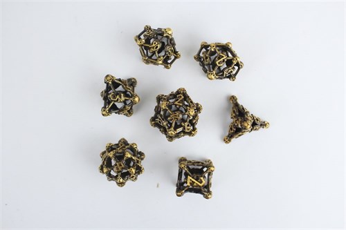7-Piece Metal RPG Dice Set — Bronze Skull - photo 29666