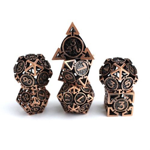 7-Piece Metal RPG Dice Set — Bronze Compass - photo 29669