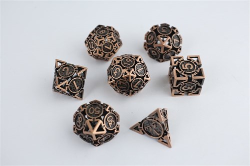 7-Piece Metal RPG Dice Set — Bronze Compass - photo 29670