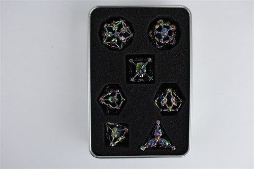 7-Piece Metal RPG Dice Set — Lightbringer Skull - photo 29678