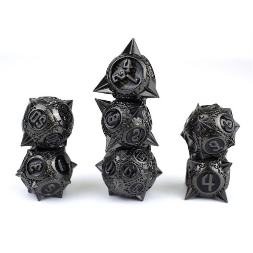 7-Piece Metal RPG Dice Set — Onyx Hedgehog - photo 29681