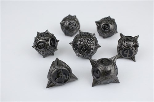 7-Piece Metal RPG Dice Set — Onyx Hedgehog - photo 29683