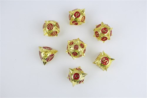 7-Piece Metal RPG Dice Set — Ruby-Gold Hedgehog - photo 29687