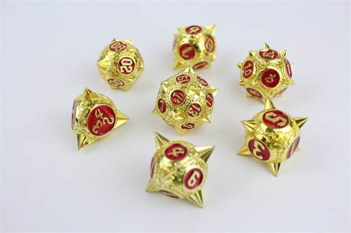 7-Piece Metal RPG Dice Set — Ruby-Gold Hedgehog - photo 29688