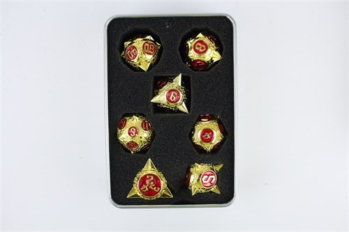 7-Piece Metal RPG Dice Set — Ruby-Gold Hedgehog - photo 29689