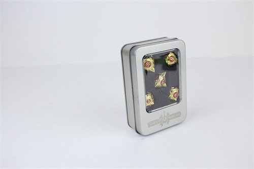 7-Piece Metal RPG Dice Set — Ruby-Gold Hedgehog - photo 29690