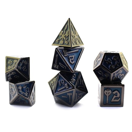 7-Piece Metal RPG Dice Set — Forge Dark-Light Blue - photo 29701