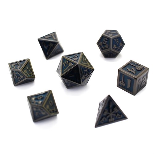 7-Piece Metal RPG Dice Set — Forge Dark-Light Blue - photo 29702