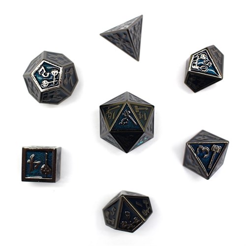 7-Piece Metal RPG Dice Set — Forge Dark-Light Blue - photo 29703