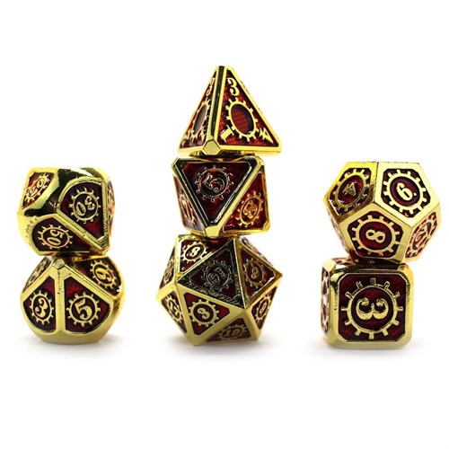 7-Piece Metal RPG Dice Set — Red-Gold Mechanism - photo 29711