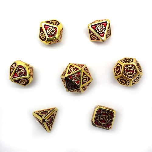 7-Piece Metal RPG Dice Set — Red-Gold Mechanism - photo 29712