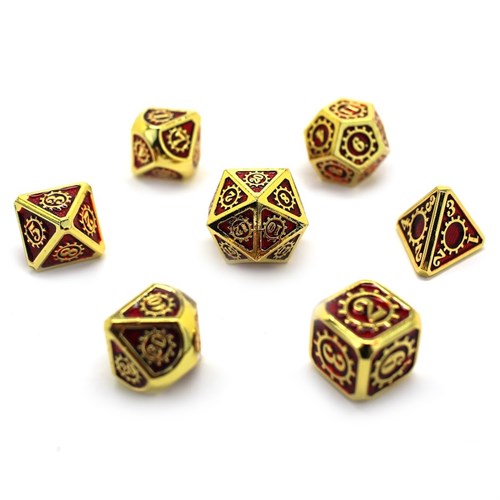 7-Piece Metal RPG Dice Set — Red-Gold Mechanism - photo 29713