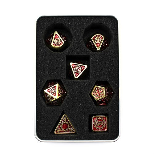 7-Piece Metal RPG Dice Set — Red-Gold Mechanism - photo 29714