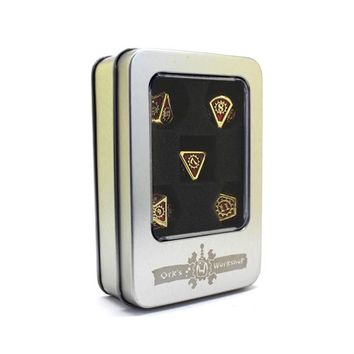 7-Piece Metal RPG Dice Set — Red-Gold Mechanism - photo 29715