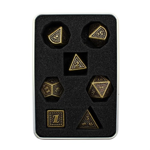 7-Piece Metal RPG Dice Set — Dragon Scale Bronze - photo 29729