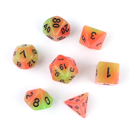 7-Piece RPG Dice Set — Tropical Mix Green-Orange - photo 29734