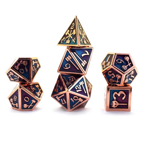 7-Piece Metal RPG Dice Set — Forge Purple-Light Blue - photo 29735