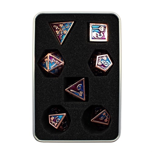 7-Piece Metal RPG Dice Set — Forge Purple-Light Blue - photo 29738