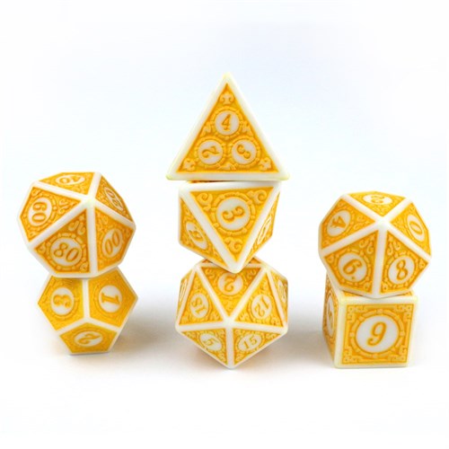 7-Piece RPG Dice Set — Gaming Yellow-White - photo 29745