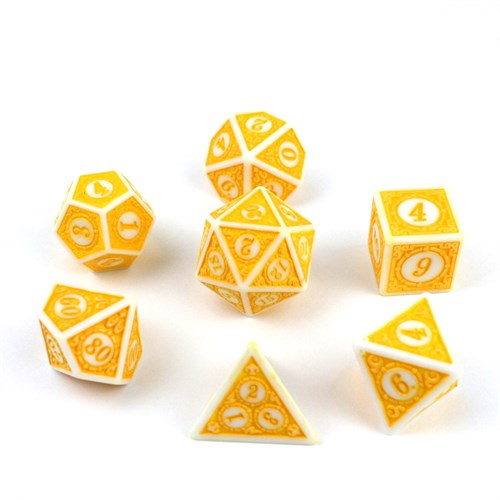 7-Piece RPG Dice Set — Gaming Yellow-White - photo 29746