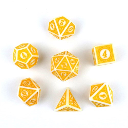 7-Piece RPG Dice Set — Gaming Yellow-White - photo 29747